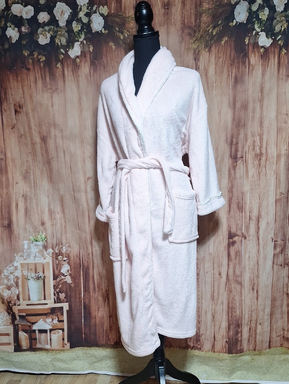 Plush Shawl Collar Bathrobe - Light Pink